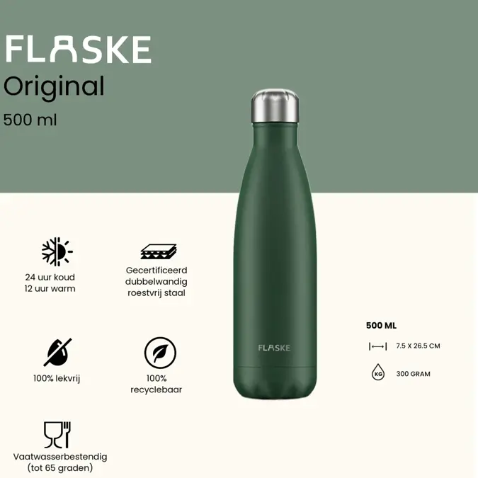 FLASKE 500 ml  RVS Drinkfles