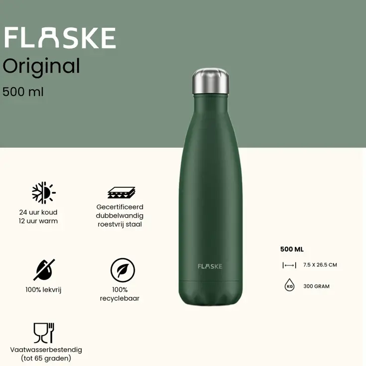 FLASKE 500 ml  RVS Drinkfles