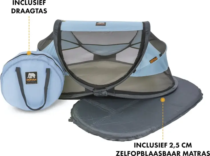 Baby luxe campingbedje - Zelfopblaasbare matras