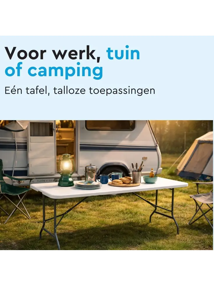 Campingtafel - inklapbare tafel - 180x70x74cm