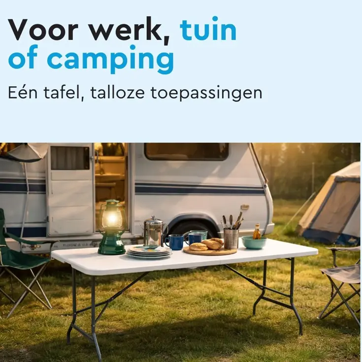 BRASQ Inklapbare Vouwtafel - 180x70x74cm