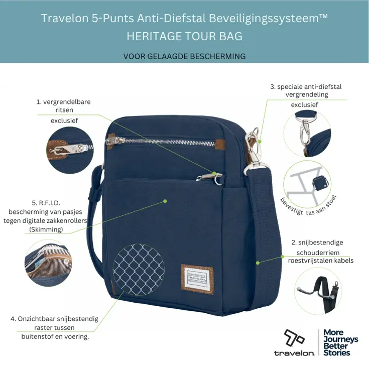 Travelon Heritage Anti-Diefstal Tour Bag