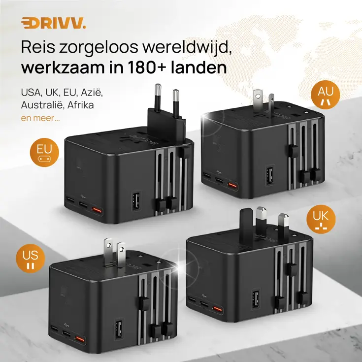 Universele Wereldstekker USB C - 45W