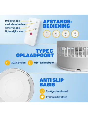 Draadloze Statiefventilator - 4in1 - Inklapbaar
