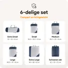 Compressie Packing Cubes – 6 stuks – N Blauw