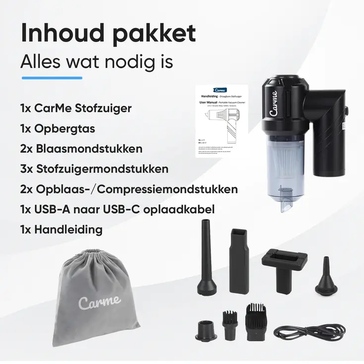 2-in-1 Auto Stofzuiger - Kruimeldief