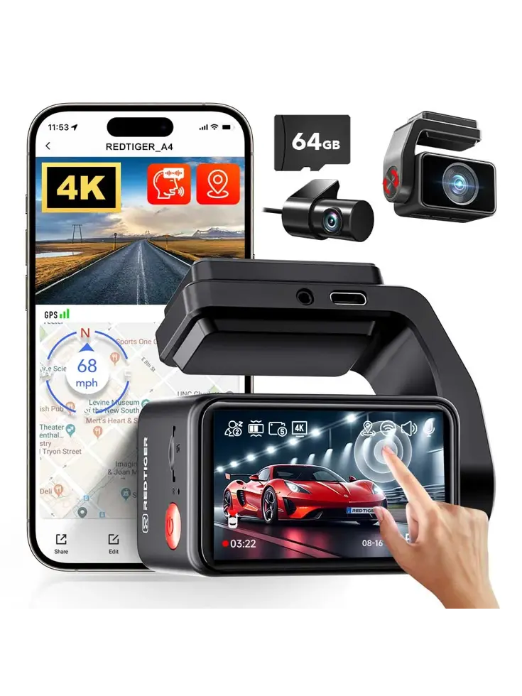 A4 4K Touch Wifi GPS 2CH 64gb dashcam