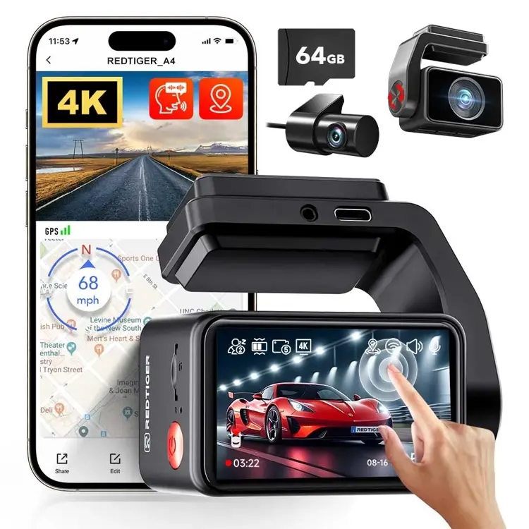 A4 4K Touch Wifi GPS 2CH 64gb dashcam