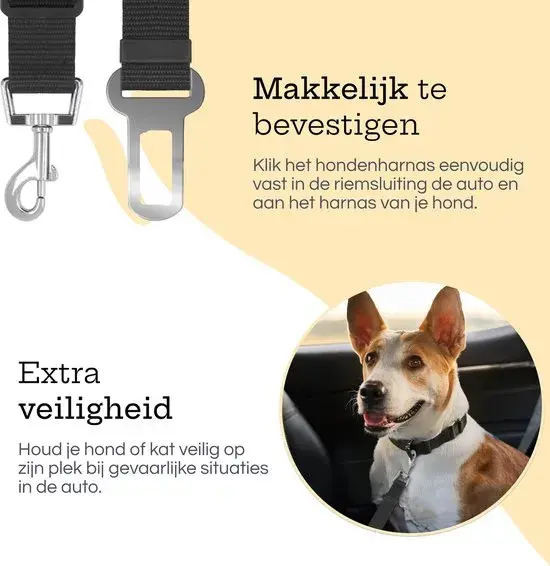 Hondengordel voor Auto - 2 stuks - Zwart