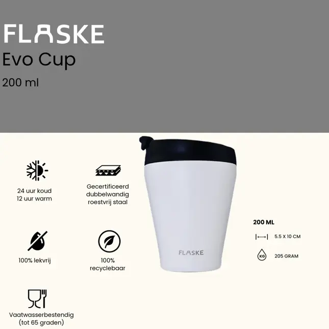 FLASKE 200ML  RVS Koffiebeker to Go