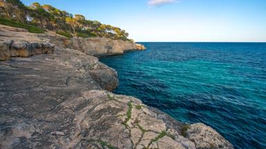 Beatuful narrow bay in Cala Mondrago national park, Mallorca