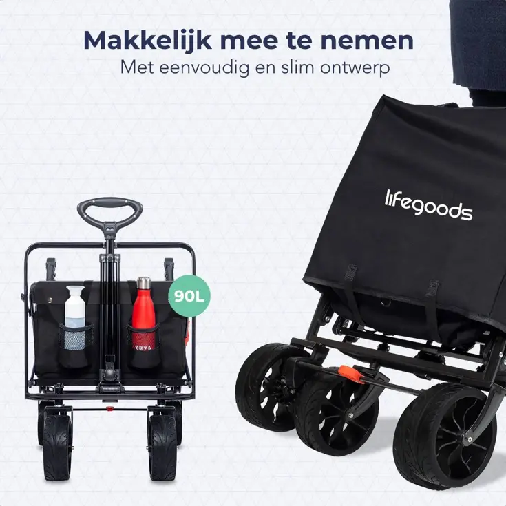 Bolderkar – Tot 120KG – 90L – Zwart