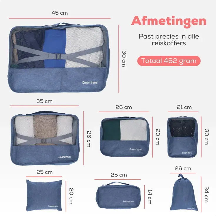 Packing cubes  7 stuks  complete set