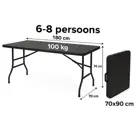 HEM Campingtafel inklapbaar 180x70 cm - Black