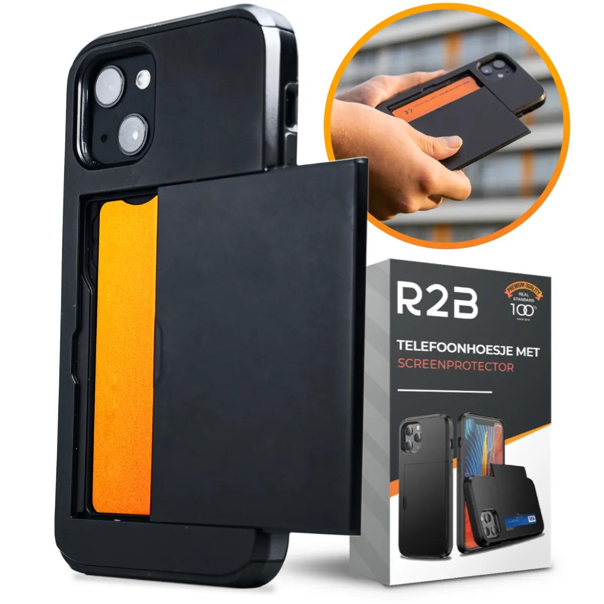 R2B  iPhone 15 Hoesje met pasjeshouder  Zwart main product image