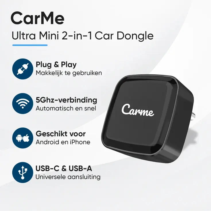 Mini 2-in-1 CarPlay & Android Auto Dongle USB-C