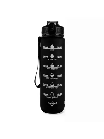 Nederlandse Motivatie Waterfles - Zwart - 1L