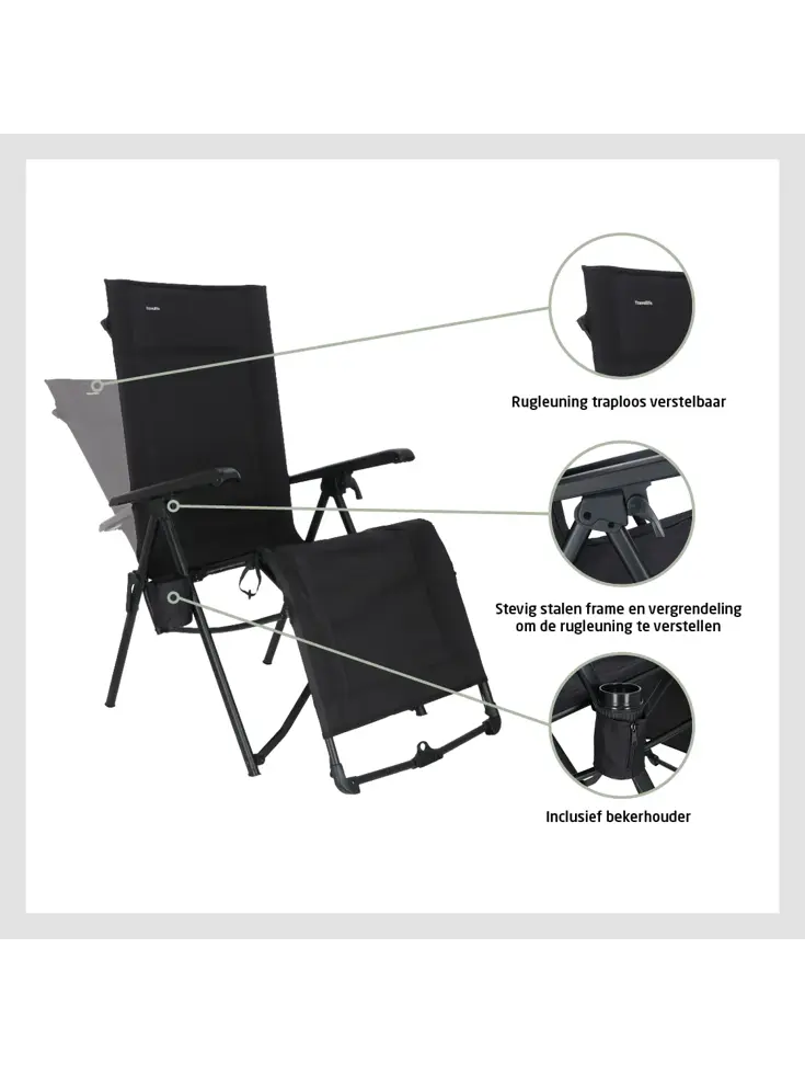 Festo relaxstoel vouwbaar graphite black