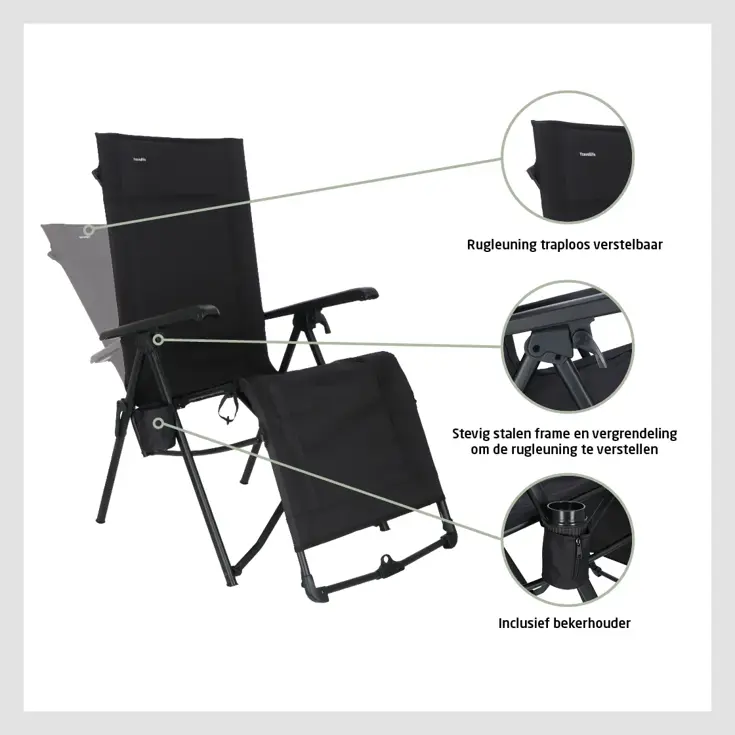 Festo relaxstoel vouwbaar graphite black