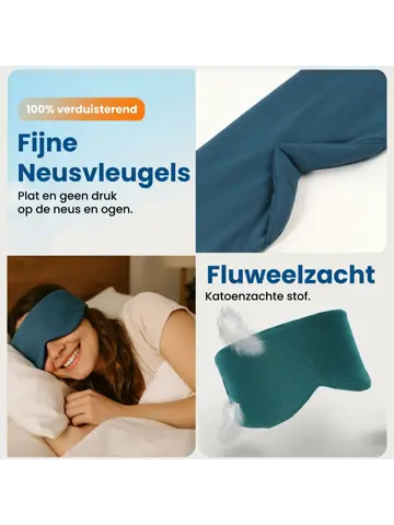 Slaapmasker Katoen - Oceaanblauw - PurelyGoods
