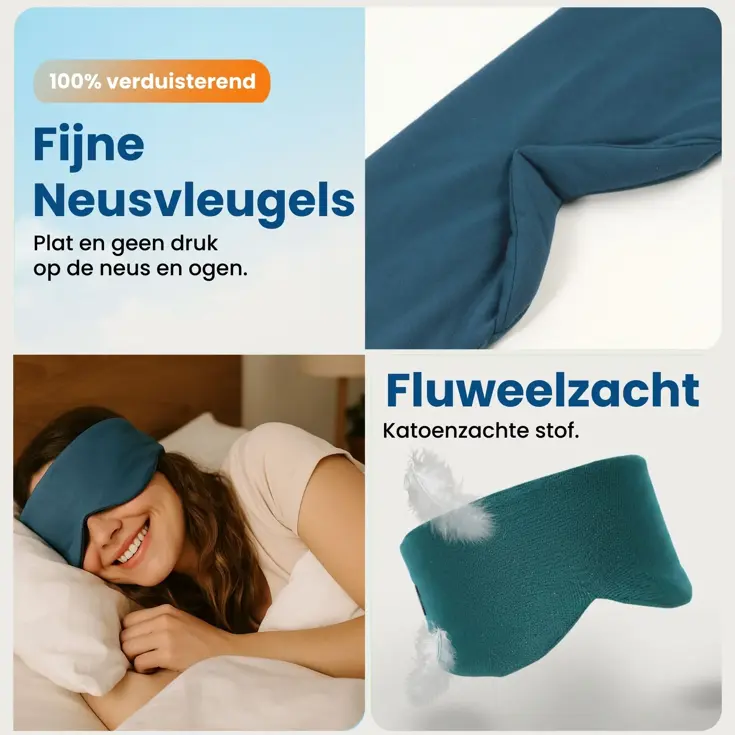 Katoenen Slaapmasker - Verduisterend - Oceaanblauw