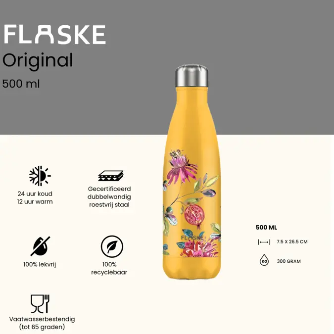 FLASKE 500 ml  RVS Drinkfles
