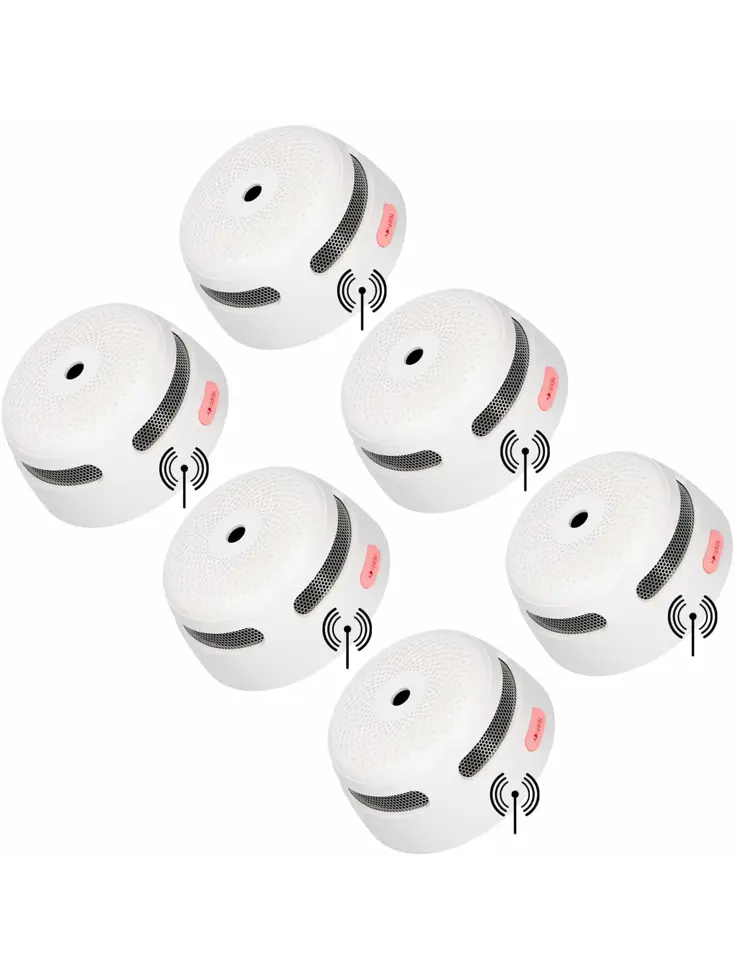 XS01-W Draadloos koppelbare rookmelder 6-pack