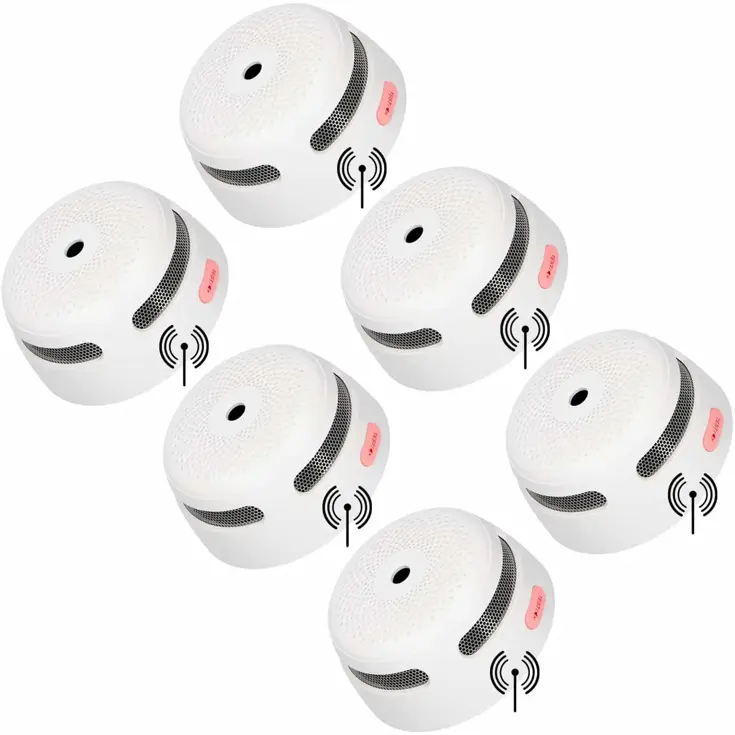 XS01-W Draadloos koppelbare rookmelder 6-pack