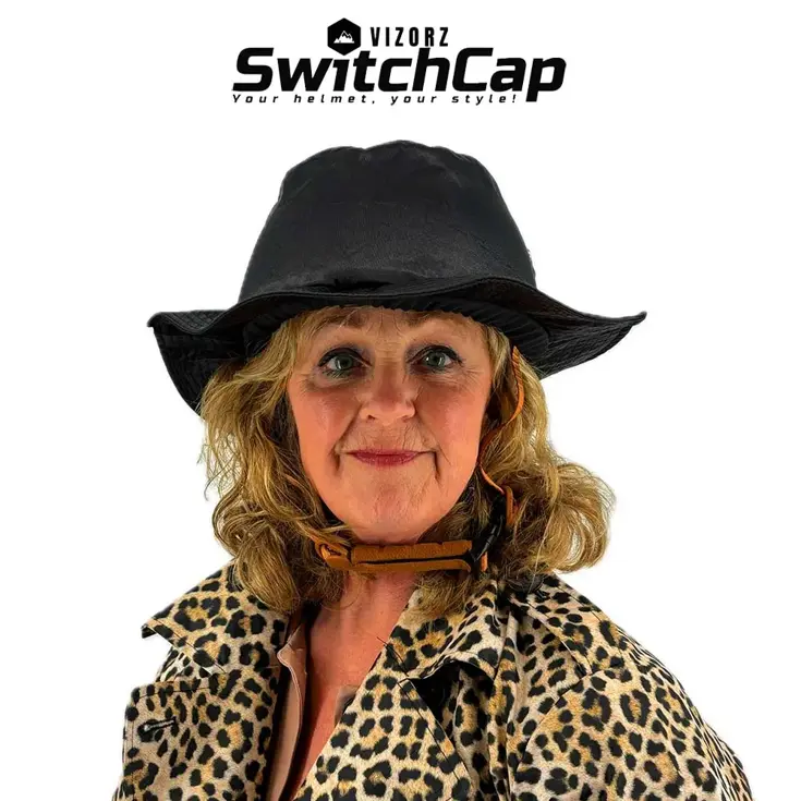 Vizorz SwitchCap fietshelm - Black shiny classic