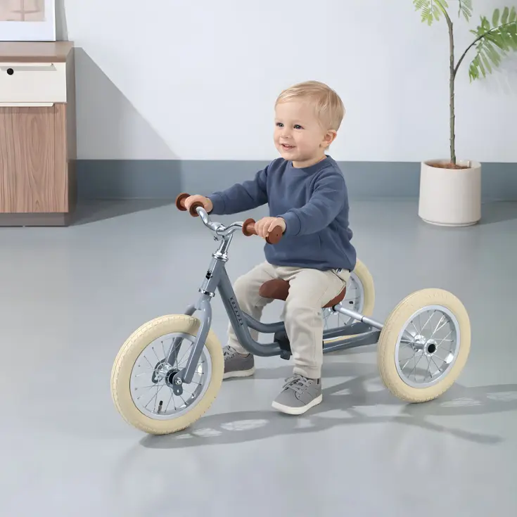2-in-1 Loopfiets Driewieler met Duwstang