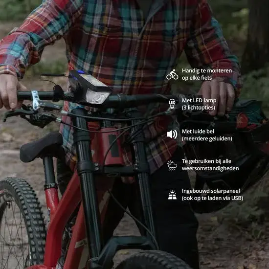 Fietsverlichting - zonnepaneel - Inclusief bel