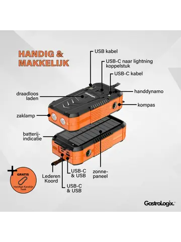 Solar Powerbank Incl. Handslinger 50.000mAh