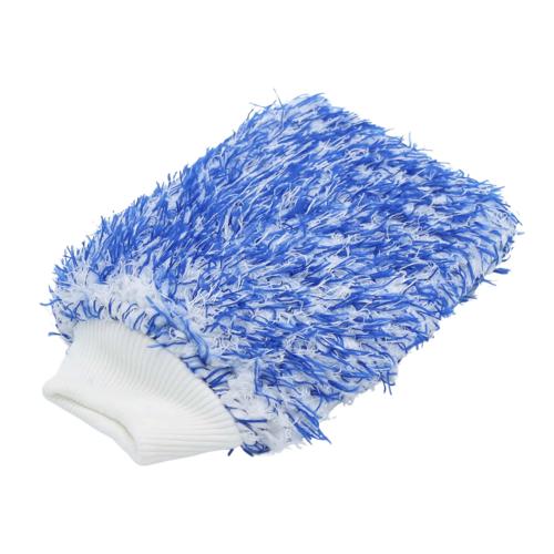 Microvezel washandschoen blauw-wit