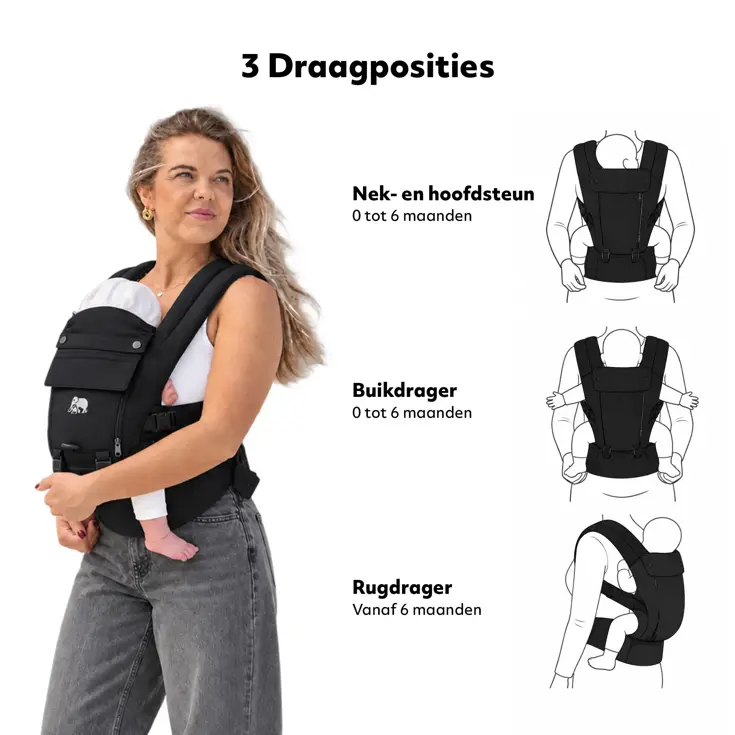 Pack Luxe draagzak + Opbergvakjes - Ergonomisch