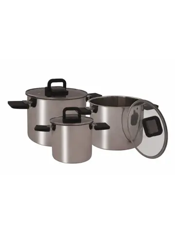 Pannenset Dublin XL, set van 3 met vouwgrepen