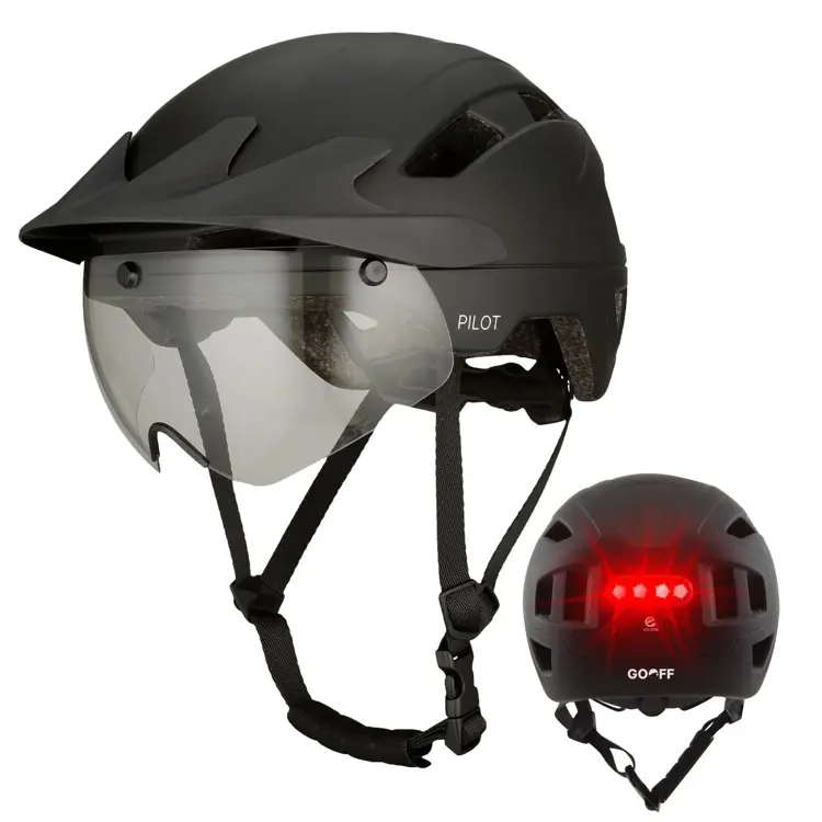 GO-OFF PILOT fietshelm met regencap