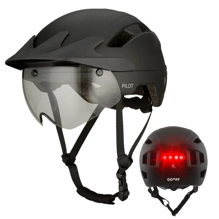 GO-OFF PILOT fietshelm met regencap