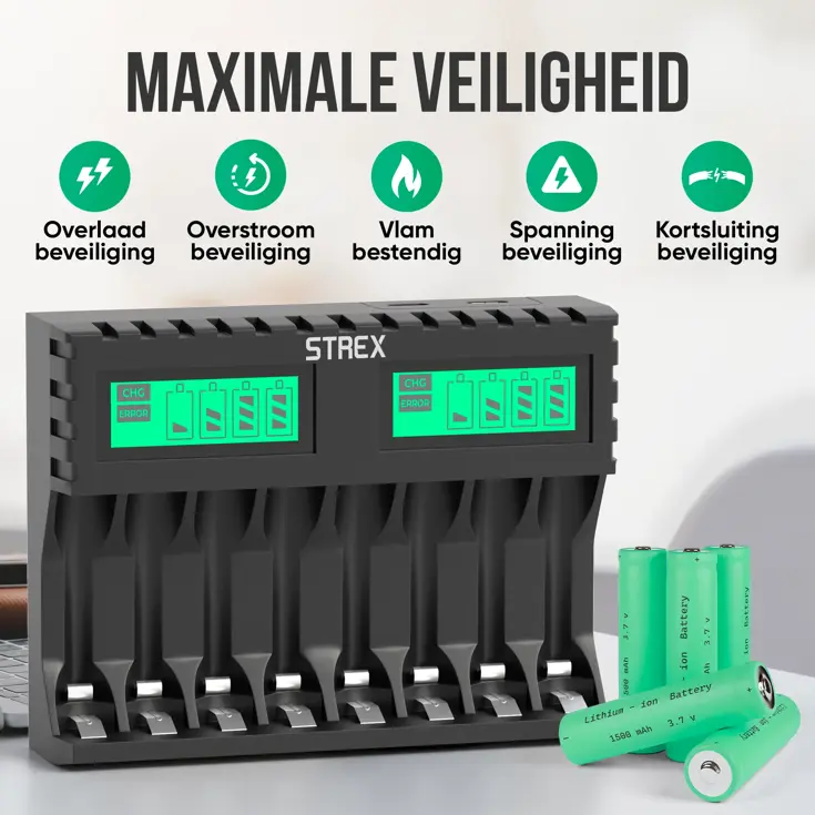 Batterijoplader USB - 8x AA/AAA