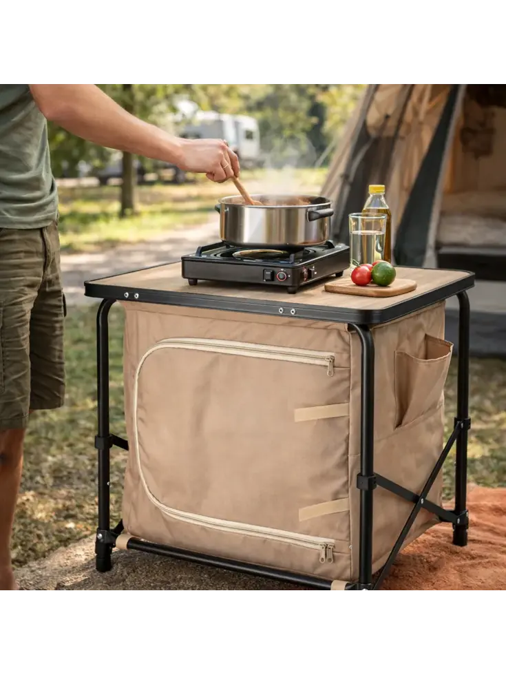Camping opbergkast met blad