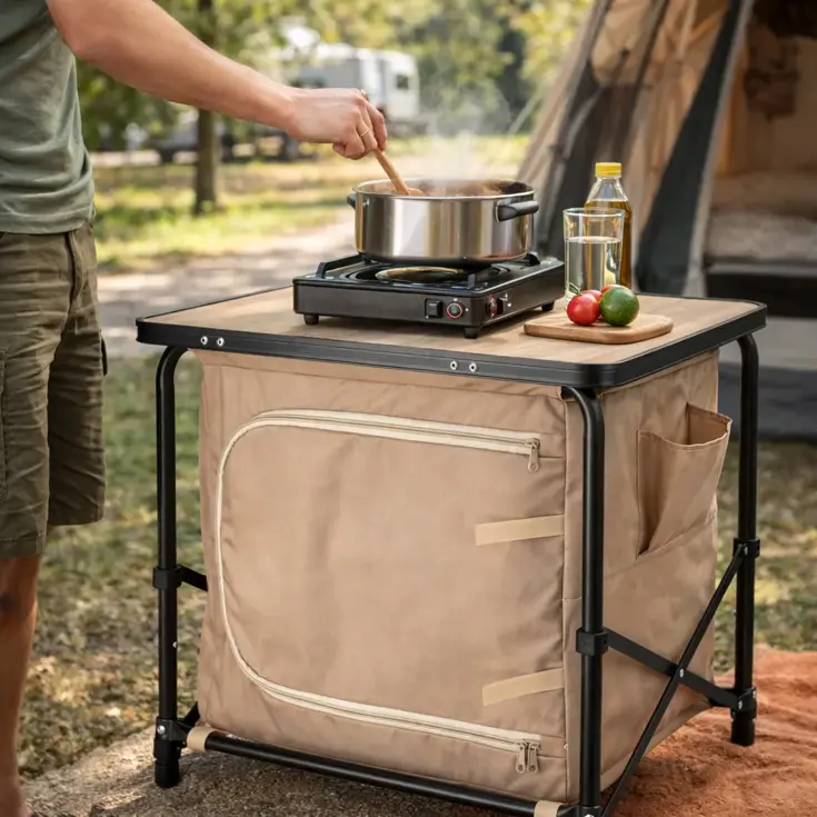 Camping opbergkast met blad
