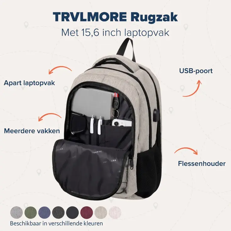 TRVLMORE Rugtas - 28L - 15,6 Inch