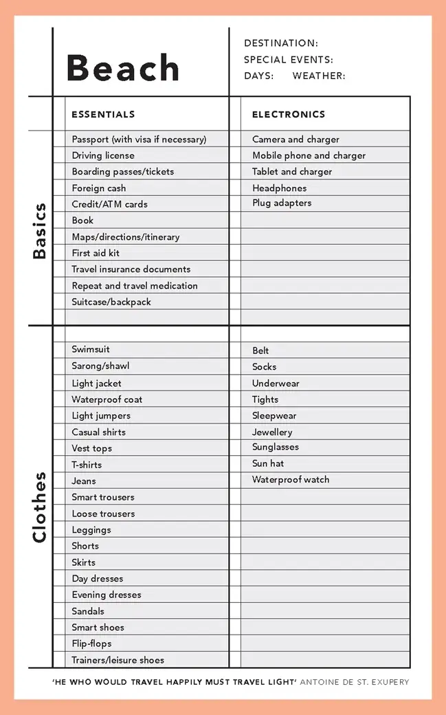Packing List
