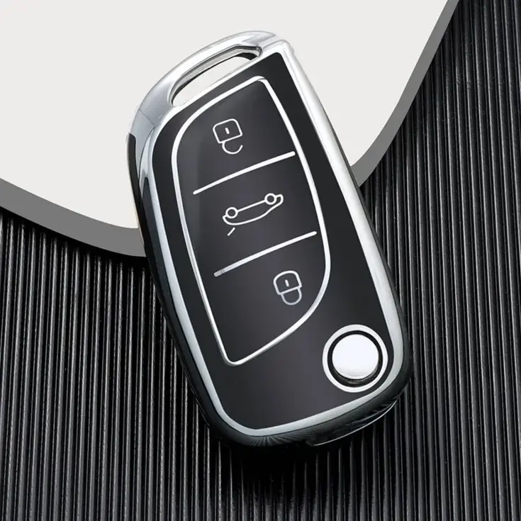 TPU Sleutelhoesje voor Peugeot zwart C3