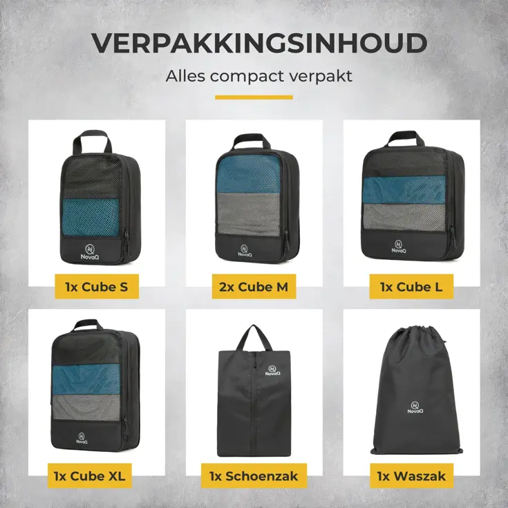 Packing Cubes Set met Compressie - 7 Delig