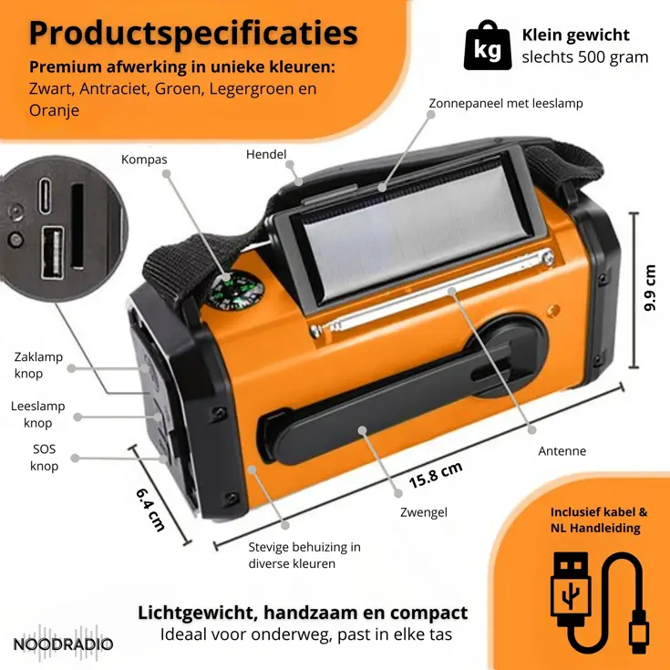Noodradio® Solar Powerbank 10.000 mAh