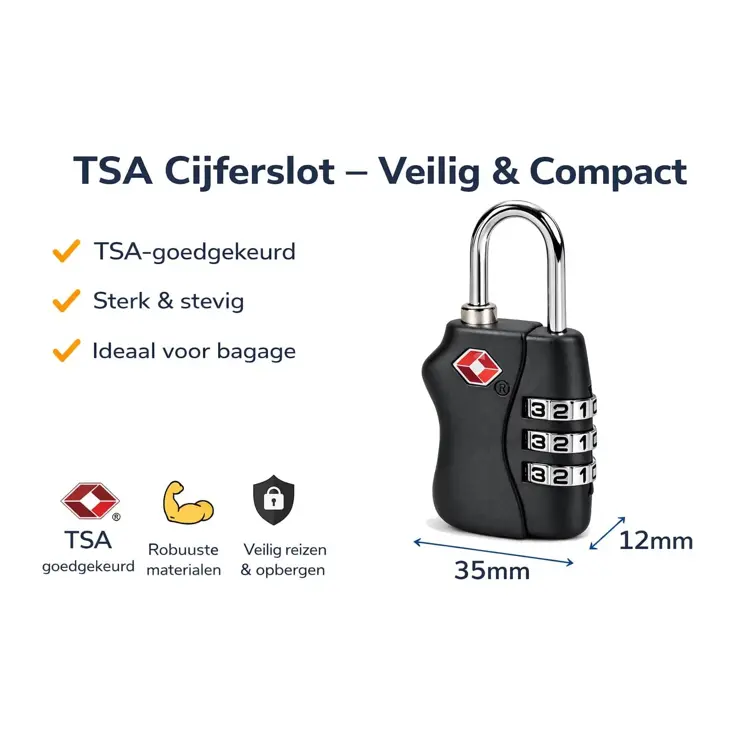 2x TSA Cijferslot voor Koffer - Veilig Reisslot