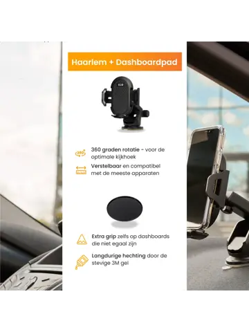 Telefoonhouders Auto Zuignap + Dashboardpad