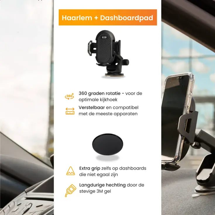 Telefoonhouders Auto Zuignap + Dashboardpad