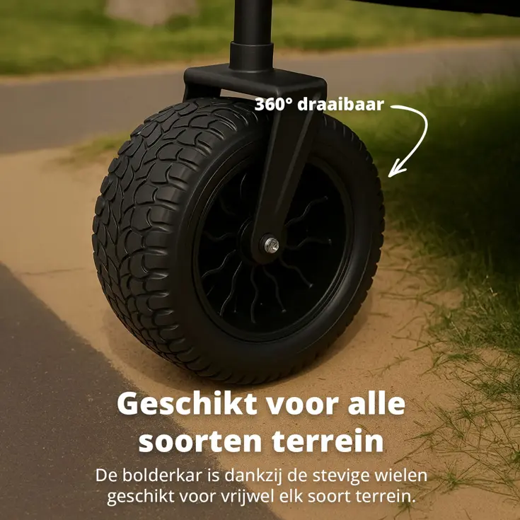 Bolderkar Deluxe met dak - 100L - 130KG - Zwart
