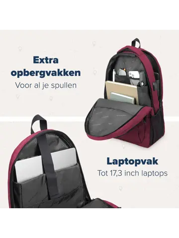 Rugtas – 36L – 17,3Inch – Burgundy